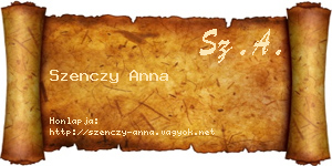 Szenczy Anna névjegykártya