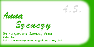 anna szenczy business card